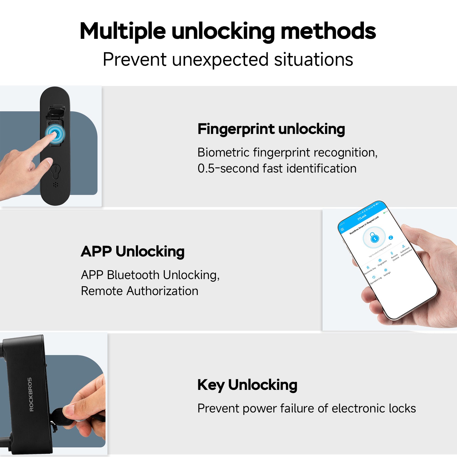 Ebike Smart Fingerprint Security U-Lock