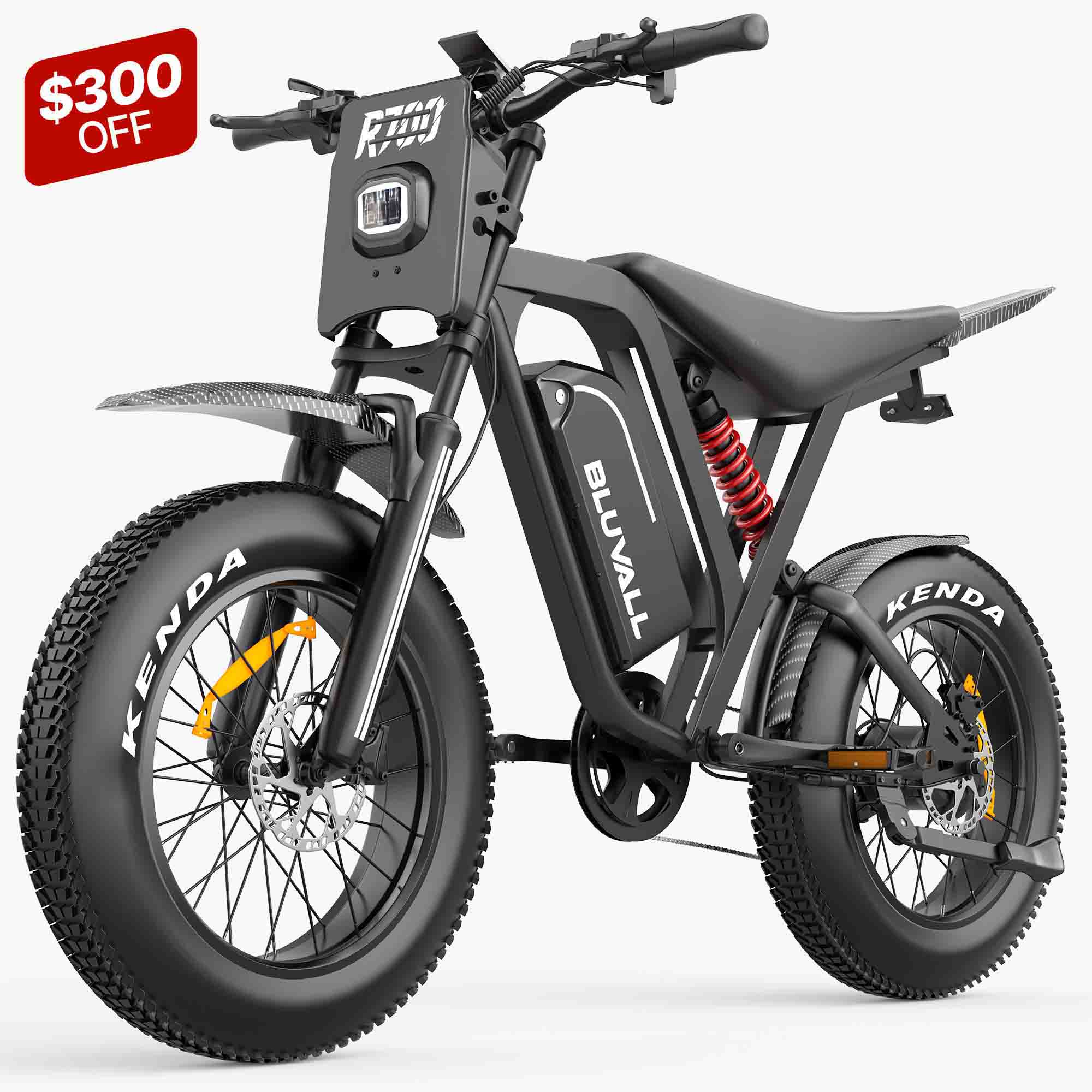 Bluvall R700 1500W 52V Electric Bike - Black(US)
