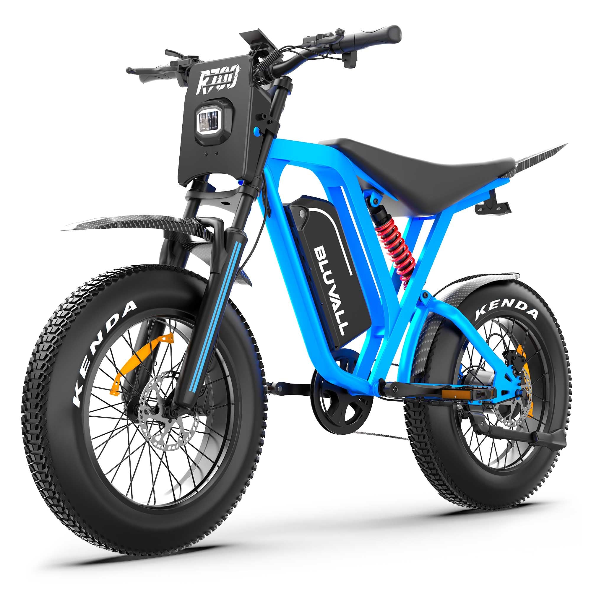 Bluvall R700 Moped Style Electric Bike Full Suspension Fat Tire EBike Bluvall R700 Moped Style Electric Bike Full Suspension Fat Tire EBike