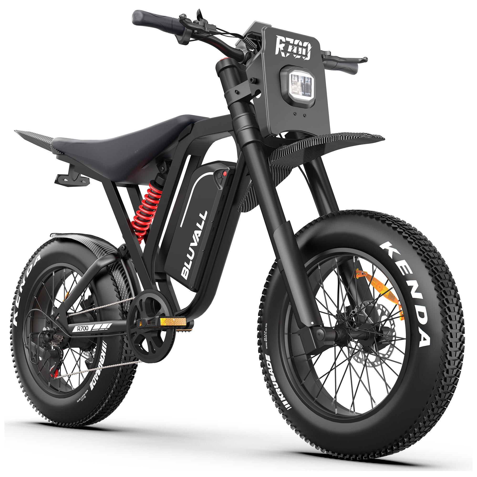 Bluvall R700 Moped Style Electric Bike Full Suspension Fat Tire EBike Bluvall R700 Moped Style Electric Bike Full Suspension Fat Tire EBike
