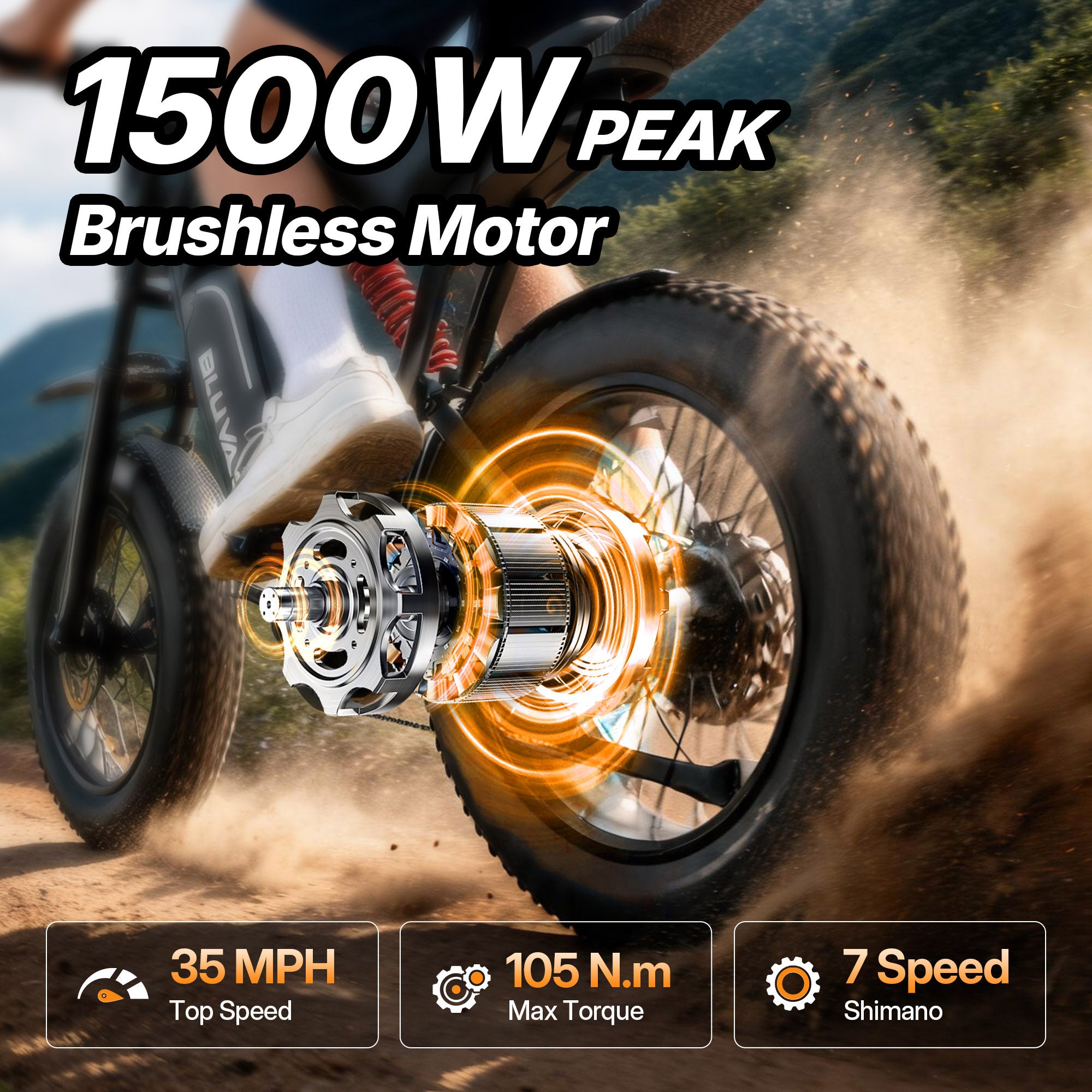 Bluvall R700 1500W 52V Electric Bike - Black(US)