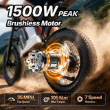 Bluvall R700 1500W 52V Electric Bike - Black(US)