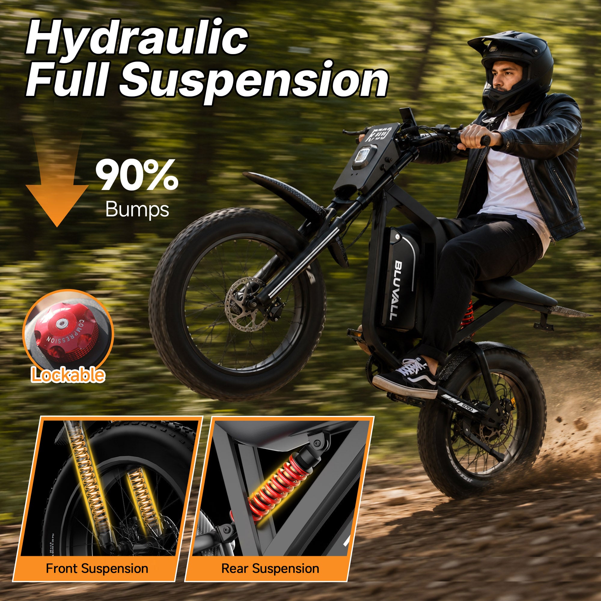 Bluvall R700 1500W 52V Electric Bike - Black(US)